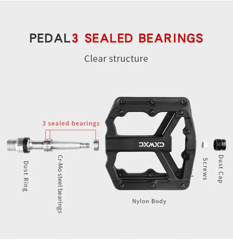 Antiskid Bicycle Cycling Pedal Flat Alloy Pedals Cycling 3 Sealed Bearings Aluminum Platform Bicycle Pedal for Road MTB BMX 9/16 Hirate Mountain Bike Pedal 