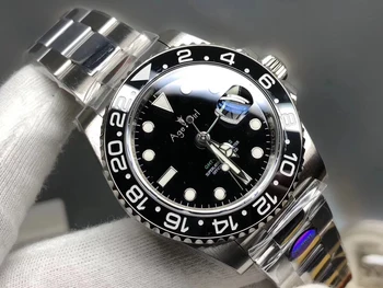 

Luxury Brand New Men Automatic Mechanical Watch Rose Gold Red Black Blue Ceramic Bezel GMT II Stainless Steel Sapphire Glass AAA