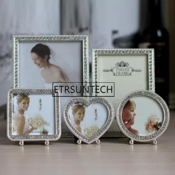 

30pcs European Shiny Silver Plating with Clear Rhinestones Metal Bling Photo Frame 3/6/7 inch