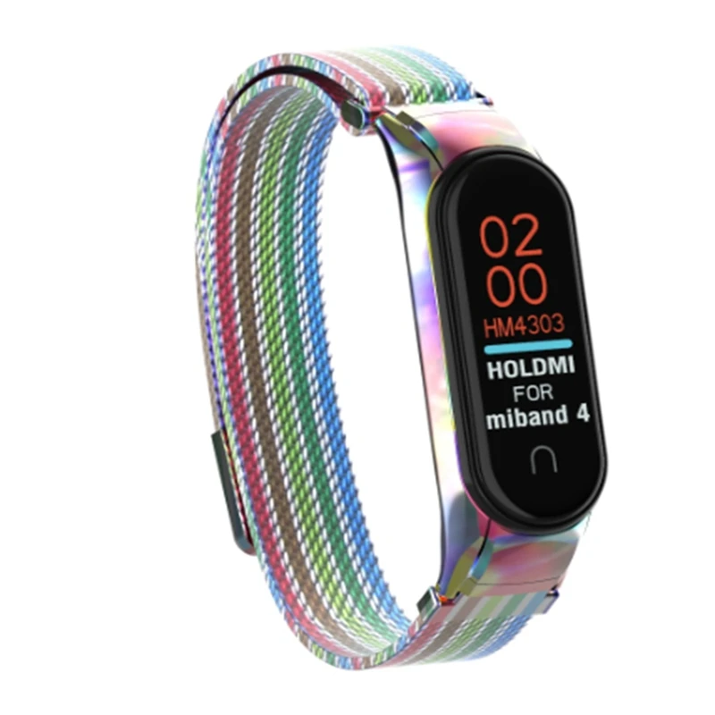 OLLIVAN цветной металлический браслет mi lanese Loop для Xiaomi mi Band 4, браслет на запястье, адсорбционный магнит, браслет mi band 4, стальной, Радужный - Цвет: 11