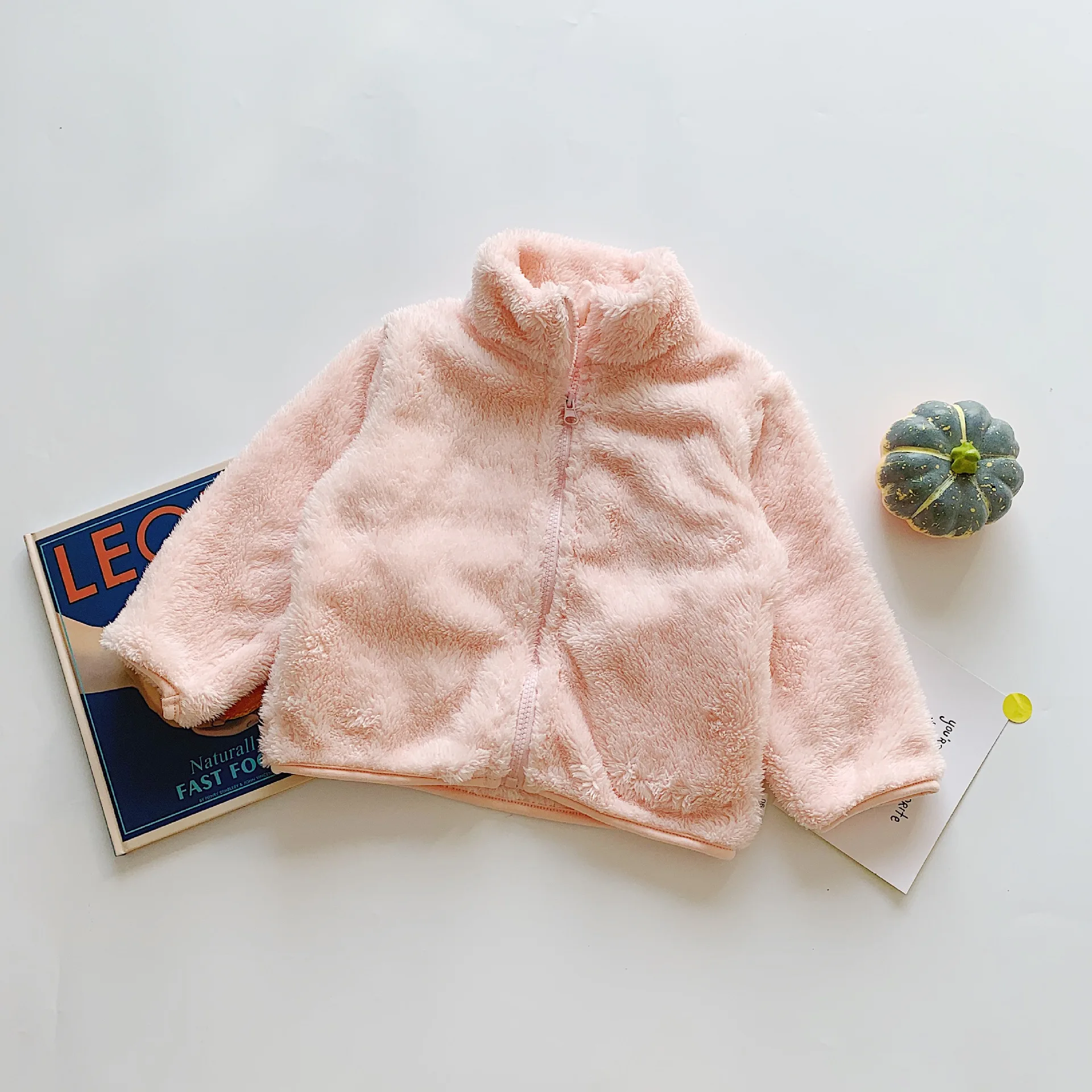 Pink coat Пальто с мехом для девочек; однотонная осенне-зимняя одежда; одежда на молнии; детский жилет из искусственного меха; куртка и шапка; поступление года - Цвет: Pink coat