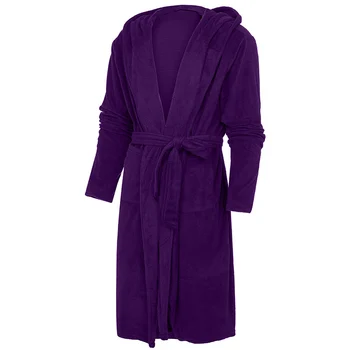 

Home Long Sleeve Dressing Gown Bath Super Soft Solid Loose Women Robe Pocket Winter Warm Ladies With Hood Belt Daily