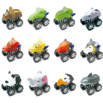 

12 Pics Fashion Toys For Children Boys Girls Animal Friction Powered Car Pull Back Vehicle Mini Animal Car Toy For Gifts Kids
