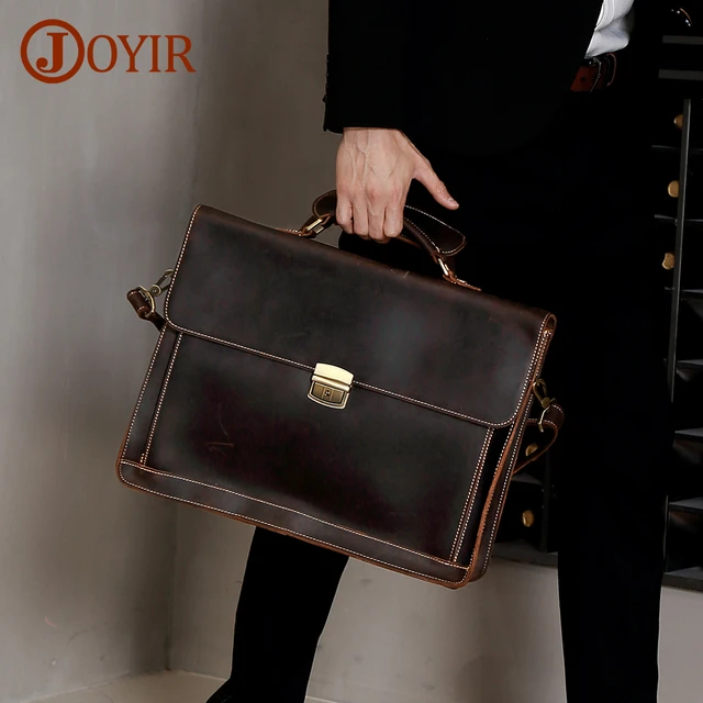 Briefcase Bag for Man PU Leather Vintage Handbags Computer Laptop 14  Shoulder Business Messenger Portfolio Crossbody Bag Male - AliExpress