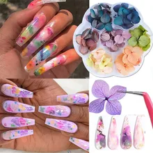 Смешанные сушеные цветы, листья, украшения для ногтей, градиентные лепестки, сухие цветочные наклейки, 3D акриловые украшения для дизайна ногтей, УФ-гель для маникюра Кончиков Ногтей, инструменты