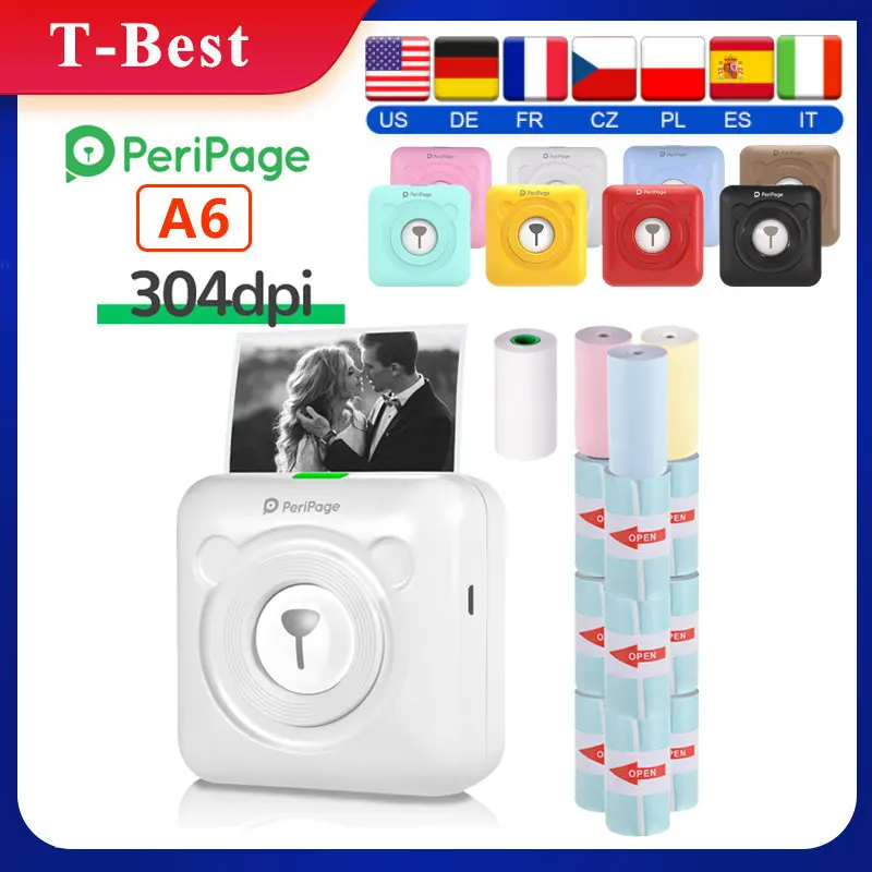 Peripage A6 304DPI мини фото BT принтер карманная фотография стандартная для Android и iOS