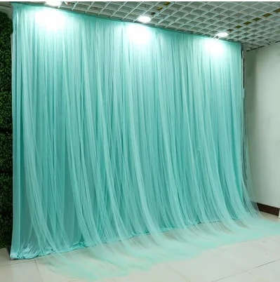New Style Two layers Ice silk+ Outer Sheer Wedding Party Stage Background, Phote booth Background, Baby Shower 3*6M - Color: tiffany