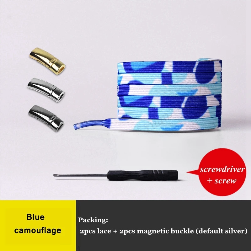 Blue camouflage Новые магнитные шнурки эластичные фиксирующие шнурки специальные креативные шнурки без завязок шнурки для детей и взрослых шнурки для кроссовок - Цвет: Blue camouflage