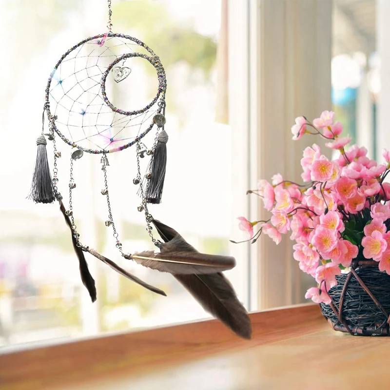 Fashion-Butterfly& Bells Dream Catcher Handmade Exquisite Feather Beaded Large Dream Catchers for Kids/Cars/Bedroom Wall Hangin