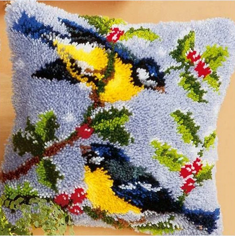 Cartoon Bird Owl Carpet Embroidery Cross-stitch Pillow Tapestry Kits Do It Yourself Latch Hook Pillow Cushion Cover DIY