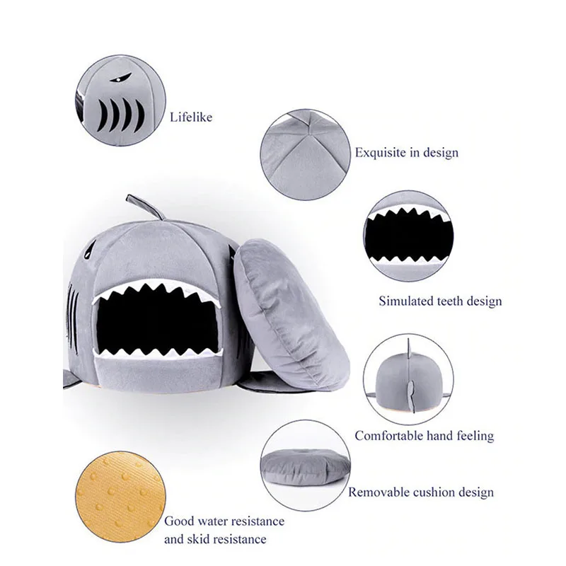 Мягкая кровать для кошек, домик для маленькой собаки, кровать для акулы, высококачественный хлопковый спальный мешок для кошки, домик для кошки, товары для путешествий, снаряжение