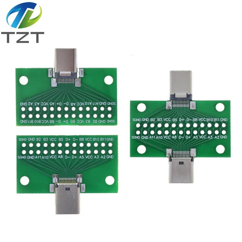 1/3 Stück Typ-C Stecker auf Buchse USB 3.1 Test-PCB-Board-Adapter Typ C 24P 2,54mm Anschlussbuchse für Datenleitung Kabelübertragung – Detail 8