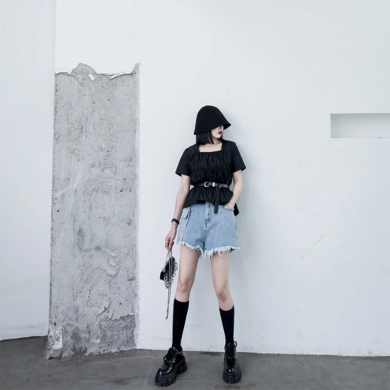 XUXI Women Denim Sexy Shorts Summer Cycling Raw High Waist Korean Short Feminino Jean Femme Streetwear 2020 Shorts Jeans FZ1899