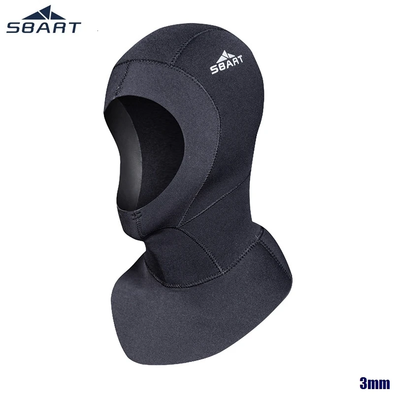 Black SBART 3 мм Неопреновая Мужская и женская шапка для подводного плавания и подводного плавания, маска для лица, водонепроницаемая теплая шапочка для подводной охоты - Цвет: Black