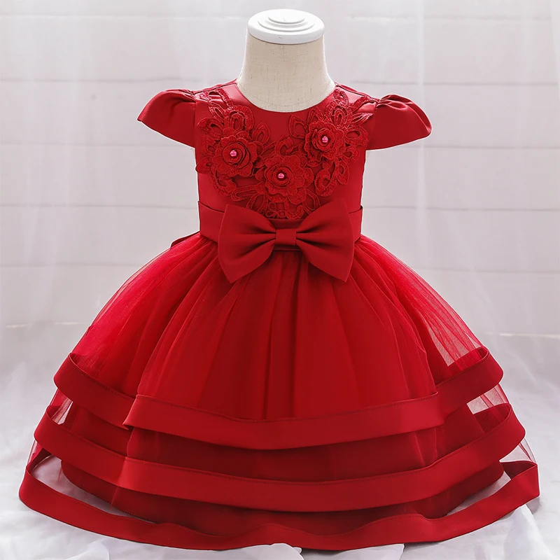

Girls Lace flower Princess Dress Birthday Party Vestidos Kids Christmas Dress Children Elegant Wedding Ball Gown Xmas Clothing
