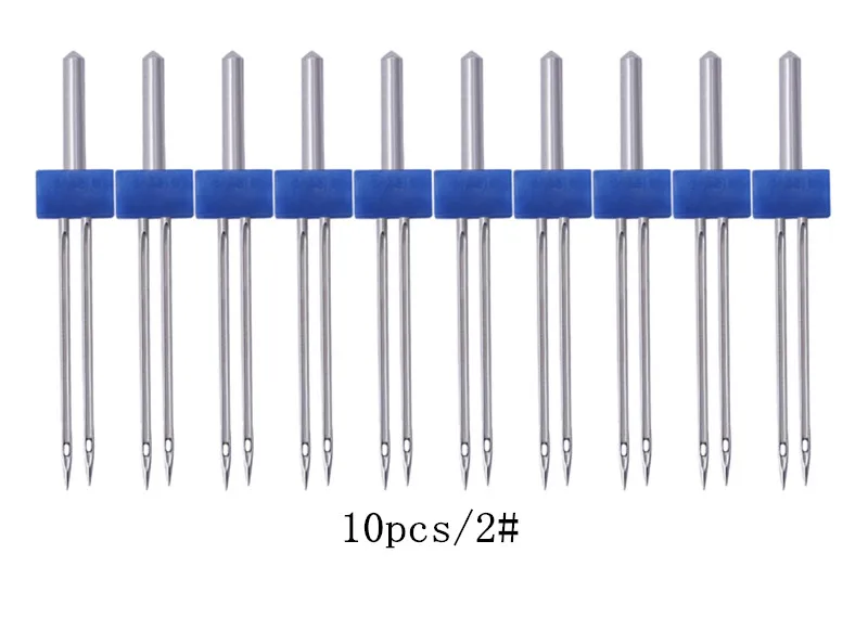 10pcs 2mm Двойные иглы, двойные иглы с пластиковой коробкой для бытовой швейной машины - Цвет: 10pcs 2mm