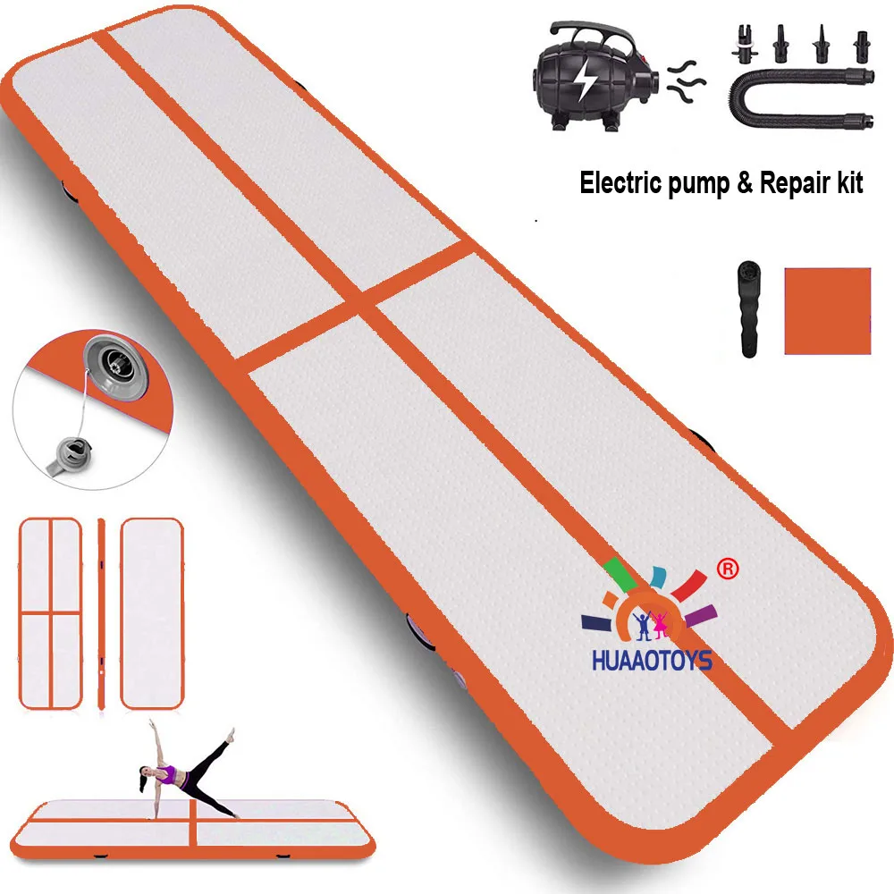 Orange with Pump 2 м ширина надувной гимнастический катающийся воздушный Трековый коврик 4 м 5 м 6 м 7 м 8 м 10 м для домашнего использования/тренировок/Cheer leading/пляжа - Цвет: Orange with Pump