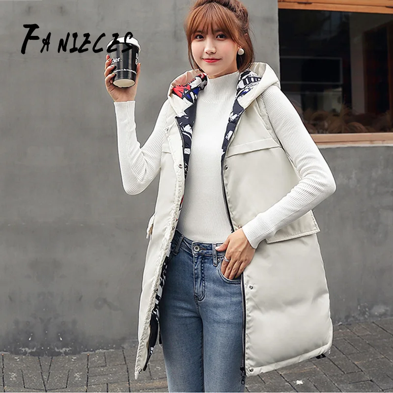 

New Autumn Winter Vest Women Waistcoat 2019 Female Sleeveless Jacket Hood Warm Long Vest Jacket Colete Feminino Plus Size 3XL