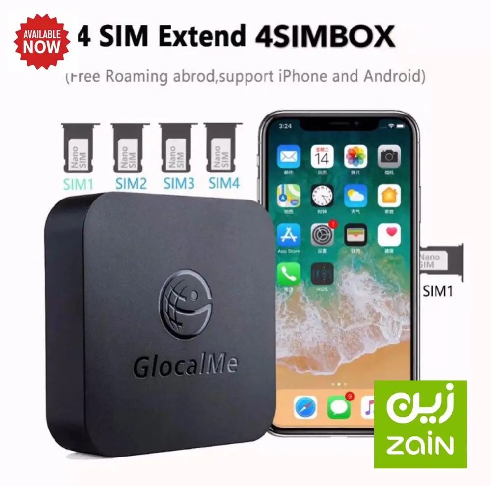 Internacional glocalme 4simbox multi adaptar 4 sim duplo standby 4g nenhum roaming para ios android