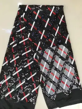 

African Lace Fabric 2019 High Quality Lace Sequins Fabric French Nigerian Beads Lace Fabric 3d Embroidery Wedding Lace