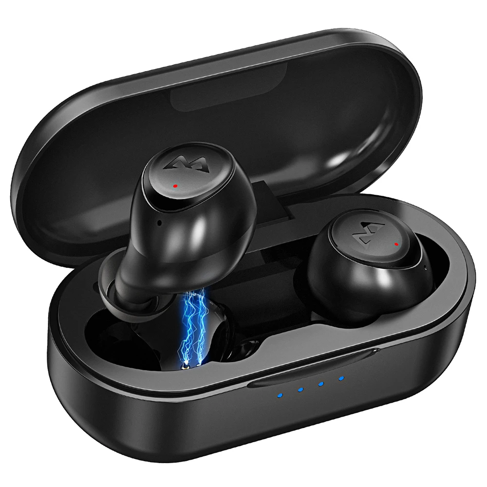 Mpow M7 TWS Bluetooth наушники HD стерео беспроводные наушники с шумоподавлением микрофоном IPX7 игровая гарнитура для iPhone 11 huawei - Цвет: Black