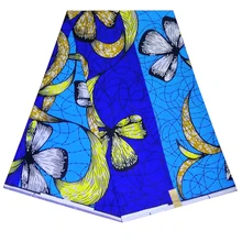 6 ярдов Хлопок нигерийский Анкара хлопковый, Африканский воск печать синий ткань Африканский настоящий голландский воск