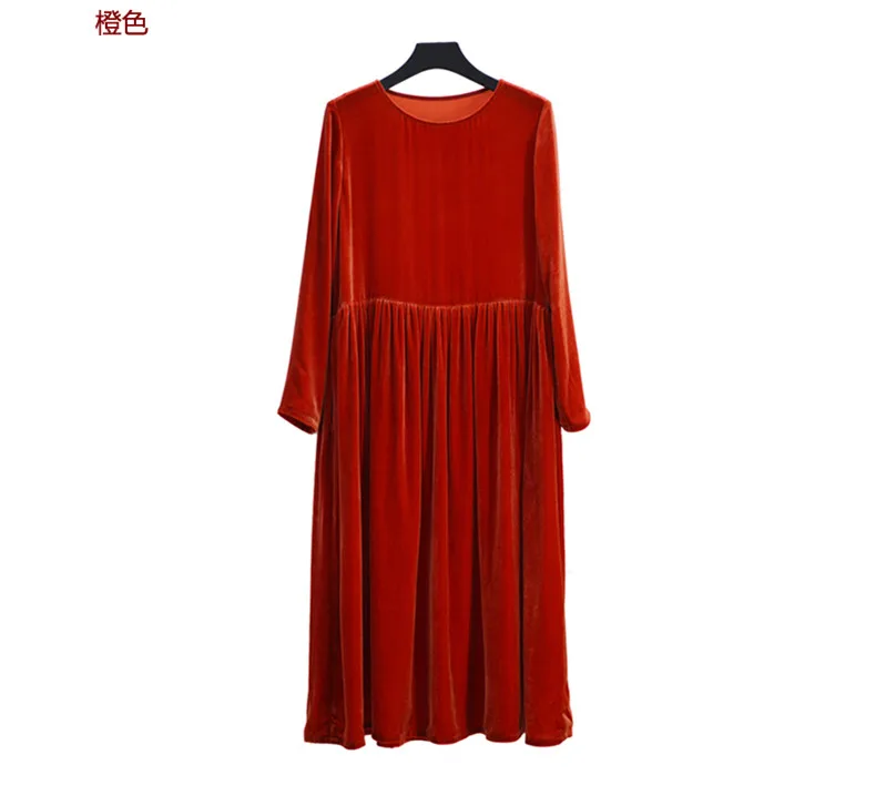 Новое Женское винтажное велюровое платье с длинным рукавом в Корейском стиле, большие размеры 5XL 6XL 7XL, зимнее бархатное Макси-платье