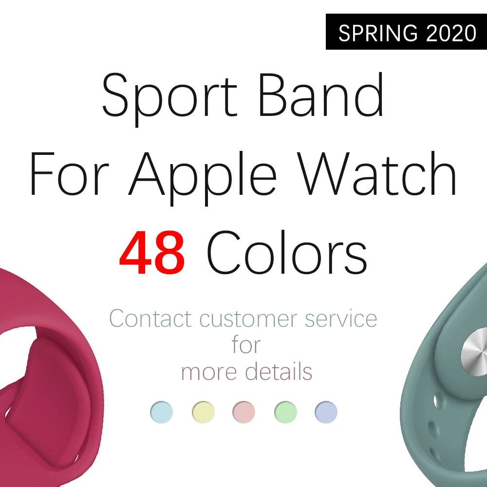

For Apple Watch Band series 5 4 3 2 1 38MM 42MM soft Silicone Sports Bracelet Rubber Watchband Strap for Iwatch 5 4 40MM 44MM