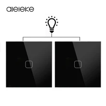 2 pcs 1 gang 2 way Wall Light Touch Switch Sensor Tempered Crystal Glass Panel EU Interruttore AC100-240V Control Lamp Switches
