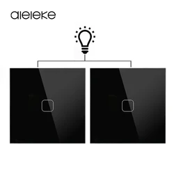 2 pcs 1 gang 2 way Wall Light Touch Switch Sensor Tempered Crystal Glass Panel EU Interruttore AC100-240V Control Lamp Switches