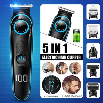 

5 in 1 hair trimmer titanium clipper electric shaver beard razor men styling tools shaving machine for barber