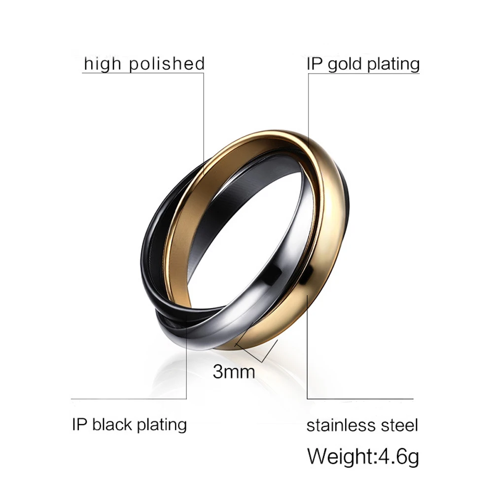 Customize Jewelry 3 Finger Ring Sets For Women Stainless Steel Wedding Engagement Ring Personalized Wholesale - Image 3