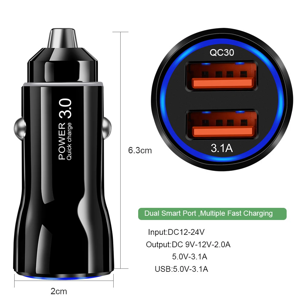 Olnylo USB Автомобильное зарядное устройство Quick Charge 3,0 Автомобильное зарядное устройство для телефона s для samsung S9 S10 iPhone 11 QC3.0 2,0 быстрое автомобильное зарядное устройство для мобильного телефона