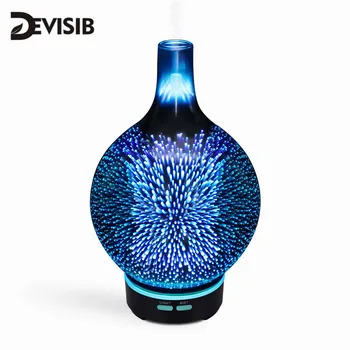 

DEVISIB 3D Glass Aromatherapy Essential Oil Diffuser Cool Mist Humidifier 7 Color LED Lights and Waterless Auto Shut-off