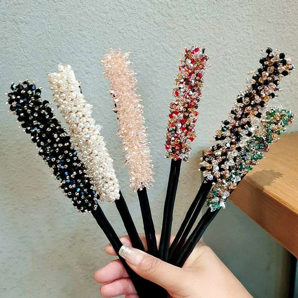 

Korean Styles Pearl Hair Style Making Tools DIY Women Crystal Lazy Half Ball Hairpin Simple Flower Bud Headdress Hair Accessorie