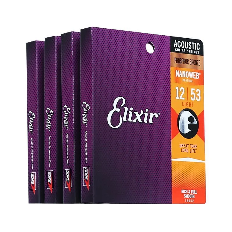 Струны для акустической гитары NANOWEB Elixs 11002 11052 16027 антикоррозийные электрогитары
