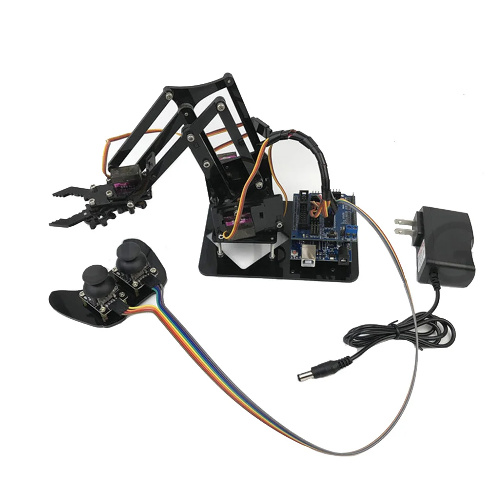 4DOF DIY Toys Assembly Claw Manipulator Acrylic Robotic Arm Set Mechanical Grab Learning Kit MG90S Remote Control For Arduino