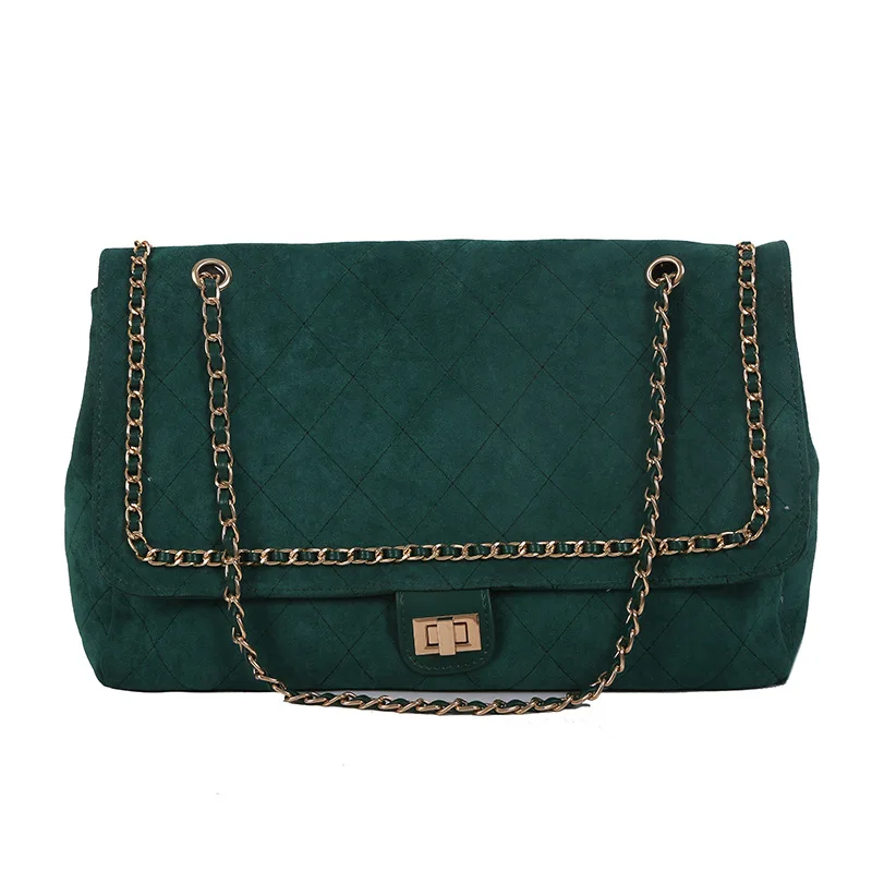 Sac femme nouveau золотая цепочка черная/синяя сумка-мессенджер Повседневная Большая сумка для покупок клетчатая большая сумочка женская сумочка сумки на плечо - Цвет: Зеленый