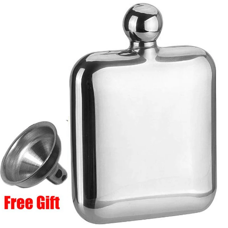 Hip Flask With Funnel 6oz 7oz 304 Stainless Steel Portable 170ml 200ml
