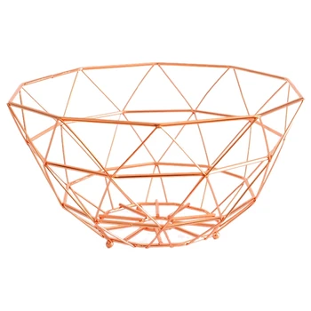 

Basket Metal Copper 30X15.5Cm Modern Wood Mdf Rose Gold Bowl Design Table Decoration Fruit Plate Snack Storage