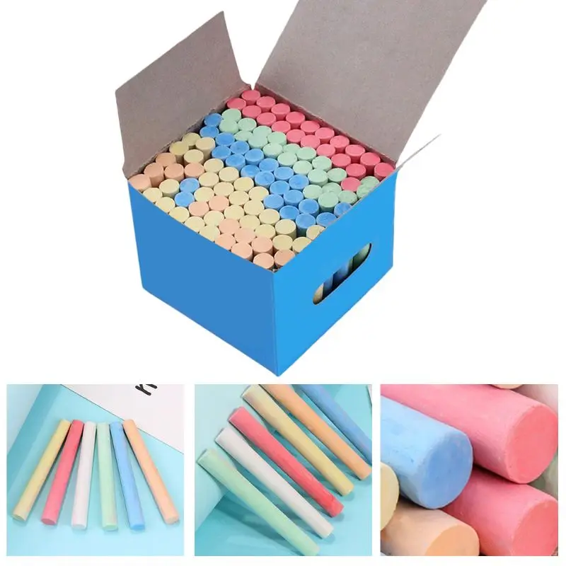 

100Pcs/Box Colorful Dust-free Non-toxic Chalks Sticks Blackboard Chalkboard School Office Art Crafts Stationery