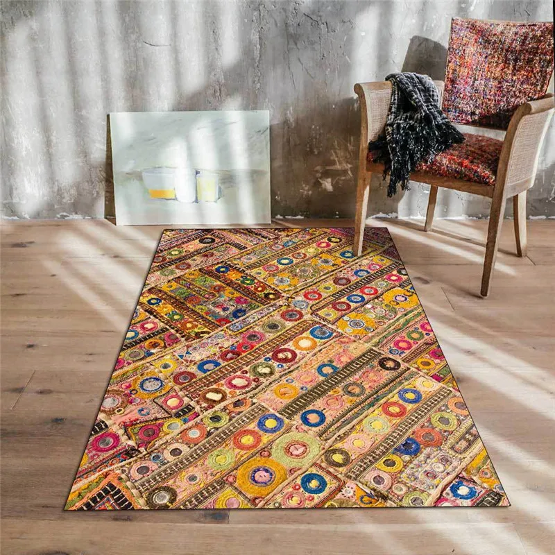 

Bohemian Rug Geometric Ethnic-Style Orange Spell Connected 3D Carpet Living Room Bedroom Bed Blanket Kitchen Bathroom Floor Mat