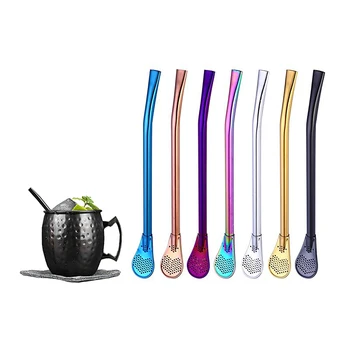 

New 2019 Hot Selling Stainless Steel Herbal Tea Mate Filter Straw Spoons Reusable Metal Professional Tea Tool Bar Accessories