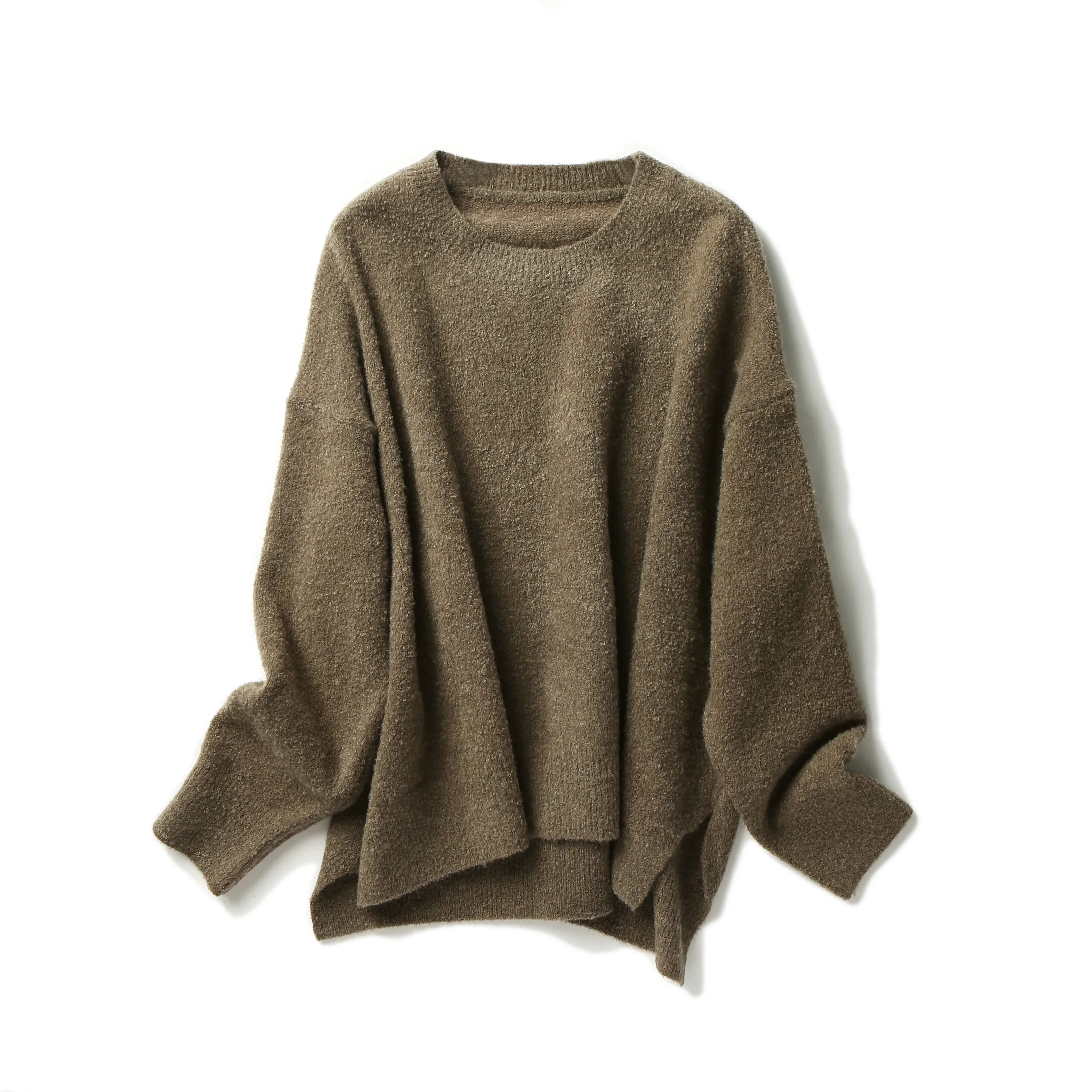 Fashion Wool Blended Knitted Sweater Women Tops Autumn Winter O neck Pullovers Female Long Sleeve Solid Color - Цвет: Chestnut shell color