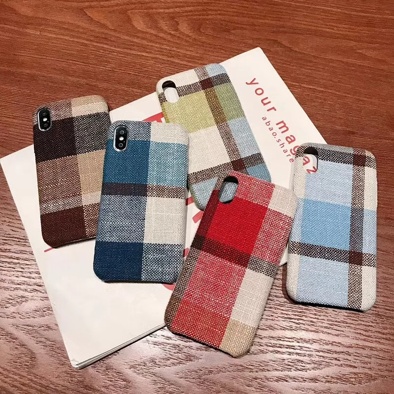 

Ultra-thin Flannel plaid phoneshell soft case show personality for iPhone 6 6s 7 8 Plus vintage minimalist for iPhone X XR XS