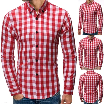 

Men Plaid Shirt Camisas Social 2019 Autumn Men's Fashion Plaid Long-sleeved Shirt Male Button Down Casual Check Shirt