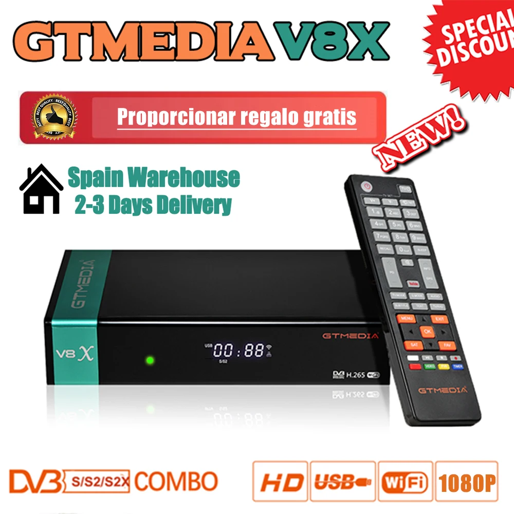 Hot Sale Gtmedia V8x Satellite Decoder Gtmedia V7 S2x Dvb S2x Built In Wifi Same As Gtmedia V8