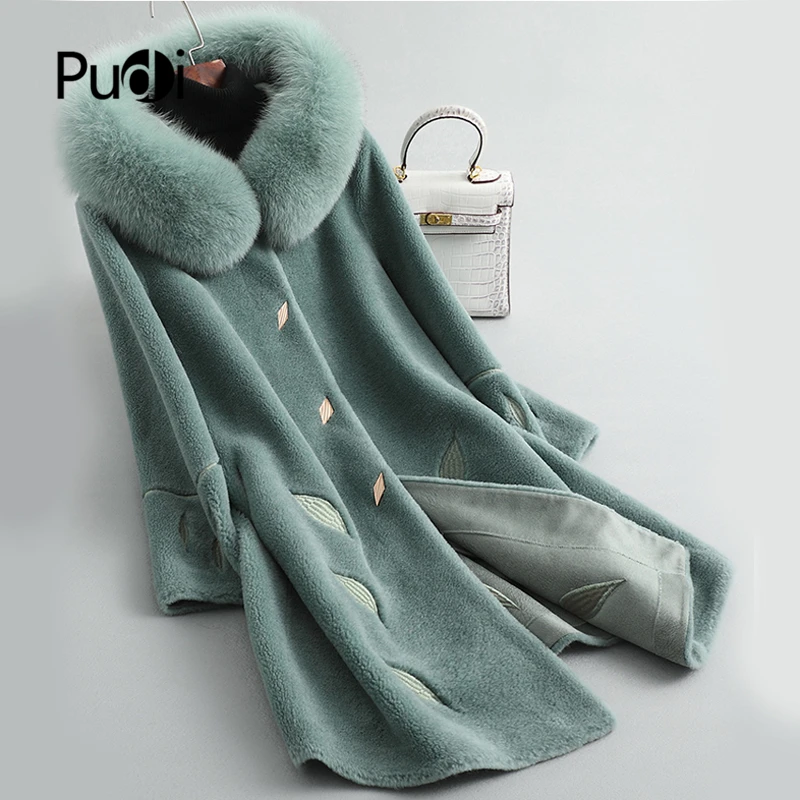 PUDI B404806 женская зимняя натуральная шерсть мех натуральный Лисий капюшон теплая куртка пальто леди возраст снижение длинная куртка, пальто