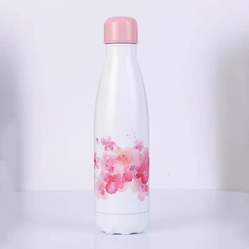 500 мл Изолированная чашка бутылка для воды Фламинго звездное небо нержавеющая сталь Термос Путешествия Спорт Вакуумная чашка термо бутылка подарок - Цвет: N
