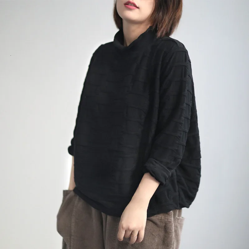 Max LuLu корейская осенняя одежда больших размеров женские винтажные свободные топы женские футболки с длинными рукавами и высоким воротником повседневные хлопковые футболки